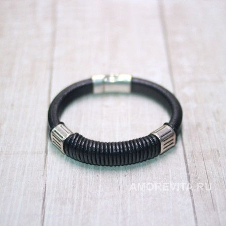 Браслет кожаный черный Браслет кожаный черный